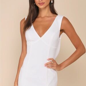 Lulus Perfection Bound White Sleeveless Cowl Back Mini Dress